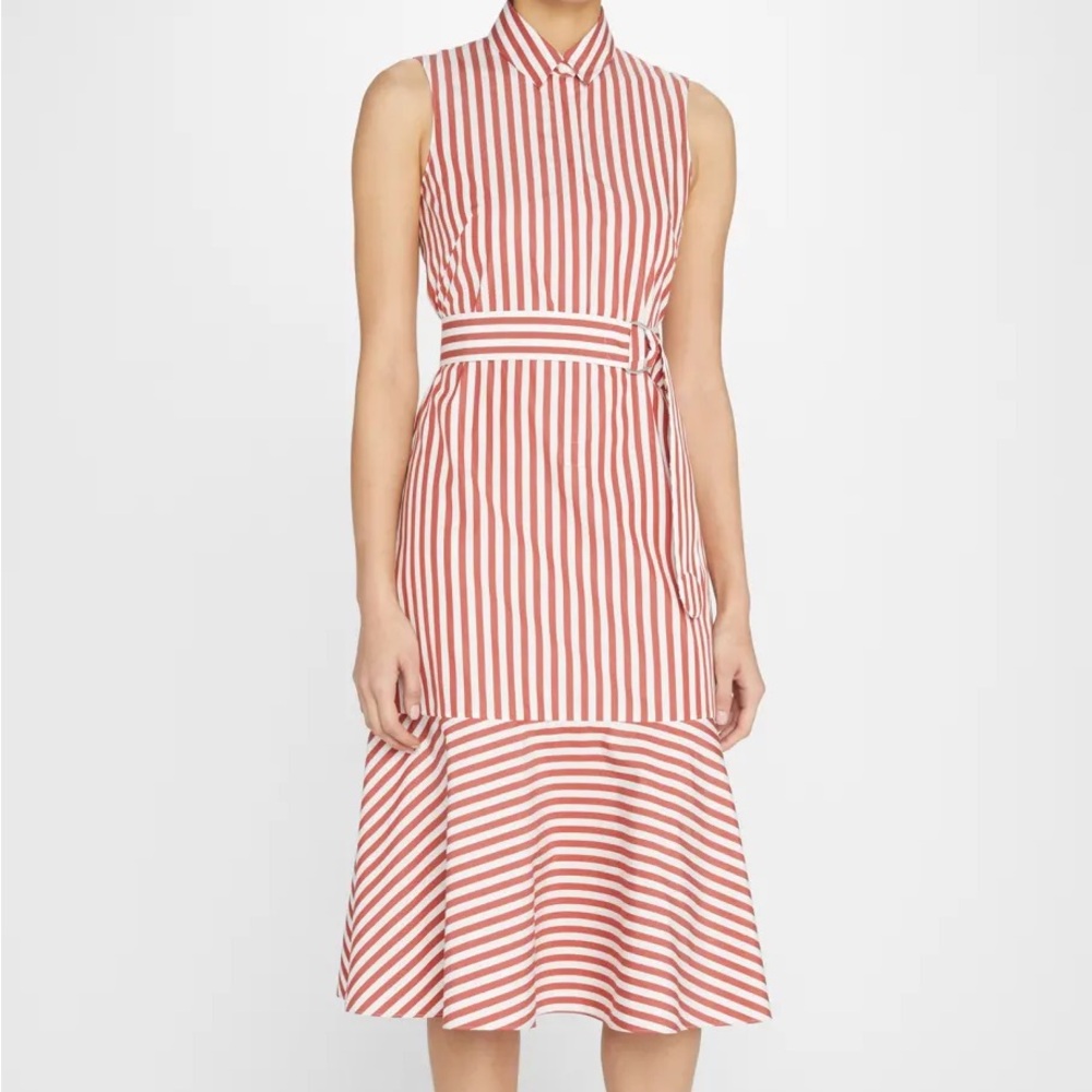 Akris Punto Kodak Stripe-Print Poplin Midi Dress.